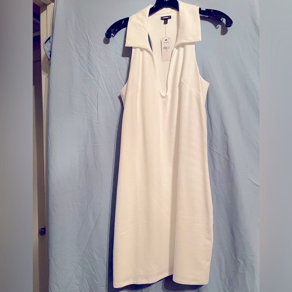 NWT Express Brand White Polo Dress, Size Medium